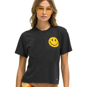 Aviator Nation Smiley Boyfriend Tee - Charcoal XL